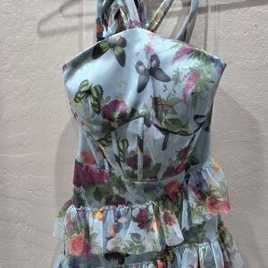 Floral Butterfly Print Dress